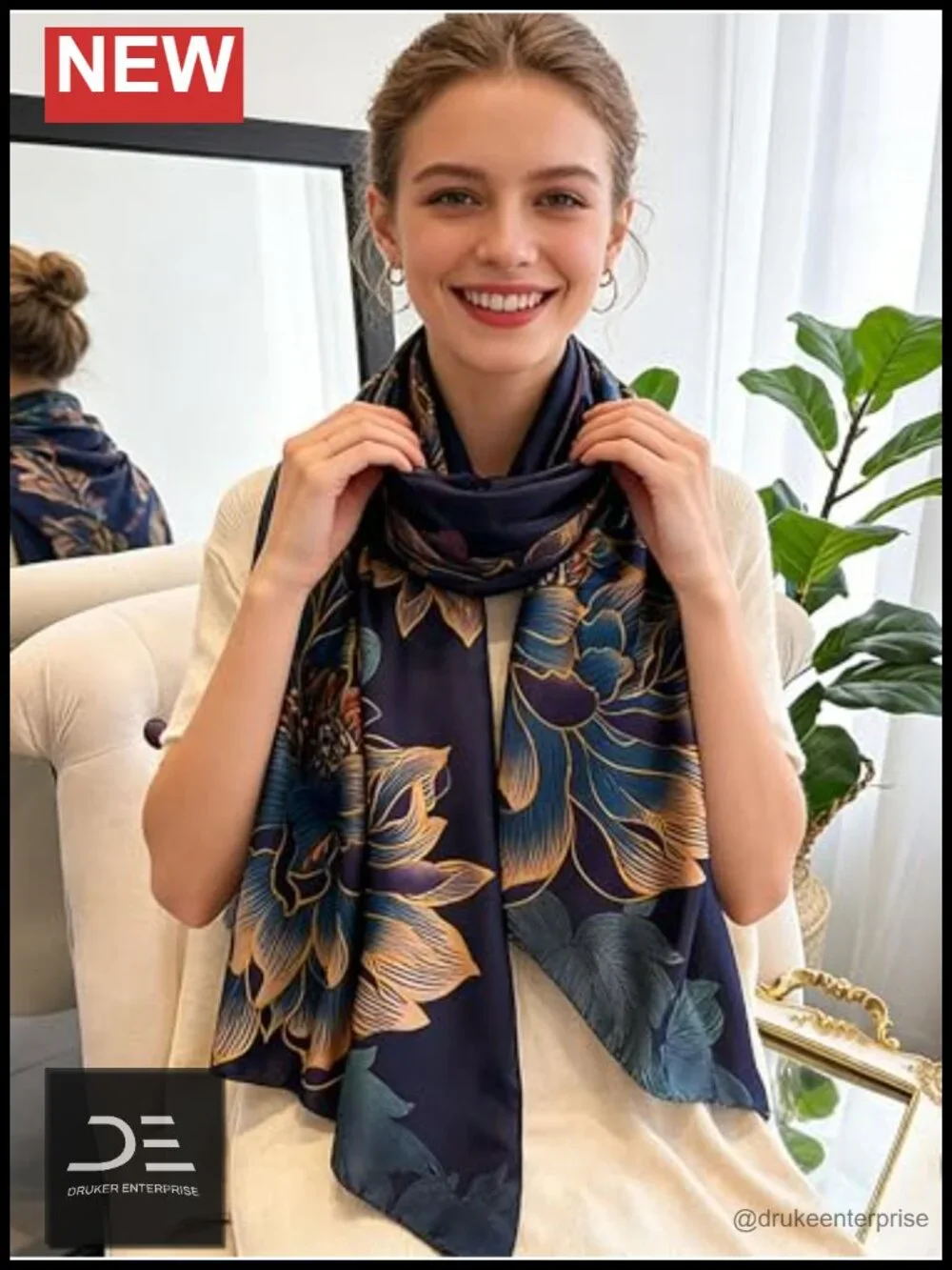 Satin Scarf for Women, Large Shawl Wrap, Lightweight Silk Feel, Hand Wash
